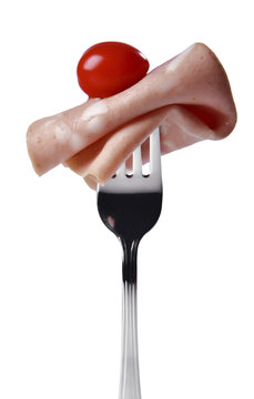 Mortadella sulla forchetta