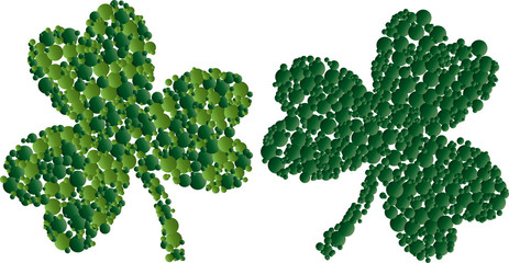 St. Patrick card with two green leaf clover consisting of circles