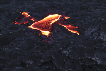 Hot lava flow from near on Hawaii Big island