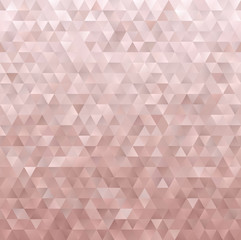 Rose Gold Geometric Low Poly Vector Background. Pink Metallic Gradient Faceted Horizontally Seamless Pattern. Shiny Triangles. Pattern Tile Swatch Included.