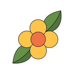 yellow flower leaves natural flora vector illustration