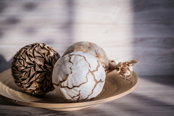 nature weave texture docorate ball with white background