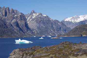 A little iceberg is still alive in a fjord of Greenland