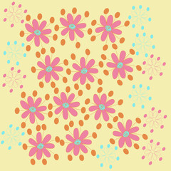 Stylized flowers  pattern,ellipses, spirals. Hand drawn.