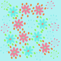 Stylized flowers   pattern,ellipses, spirals. Hand drawn.