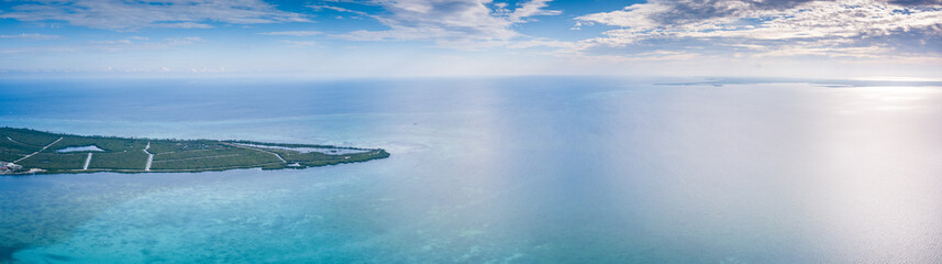 Naklejka na ściany i meble panoramic landscape aerial view of the tropical paradise of the cayman islands in the caribbean sea
