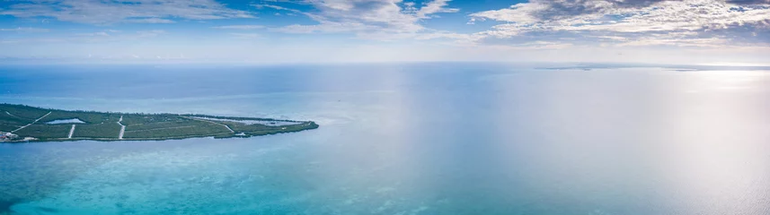 Papier Peint photo Plage de Seven Mile, Grand Cayman panoramic landscape aerial view of the tropical paradise of the cayman islands in the caribbean sea