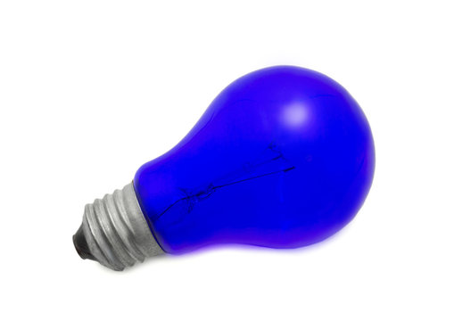 bulb, light, blue, white, isolated, background, concept, color, innovation, design, art, symbol, lamp, bright, object, technology, glass, creative, equipment, reflection, power, energy, idea, science,