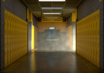 Yellow School Lockers Dirty