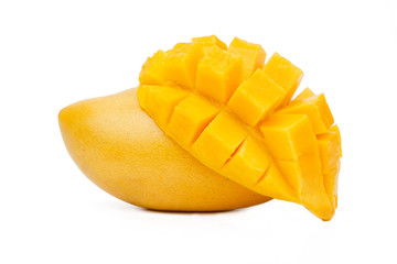 Mango slice and Mango fruit isolated white background