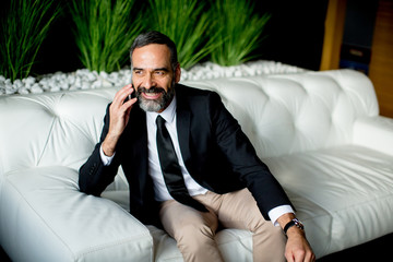 Middle-aged businessman using mobile phone