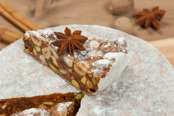 Homebaked Panforte Made Of Hazelnut, Pistachio, Cashew Nuts, Figs, Honey, Spices.
