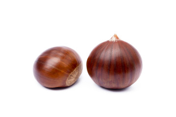 Chestnuts isolated on white background