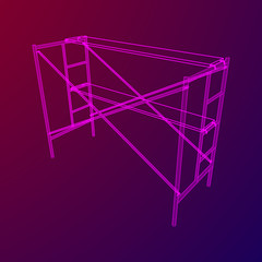 Scaffolding construction furniture wireframe blueprint. Linear outline illustration