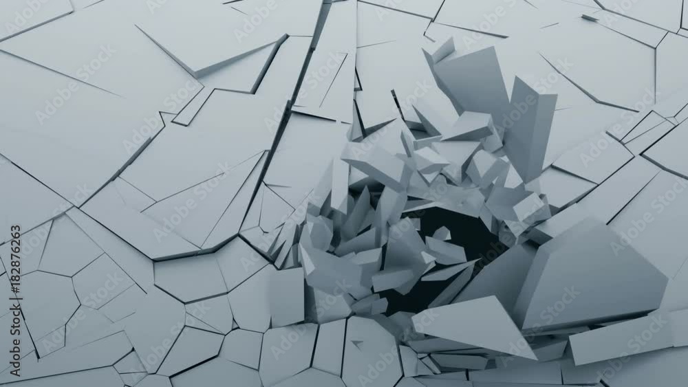 Poster abstract 3d rendering of cracked surface. computer generated background design with broken shape. wa