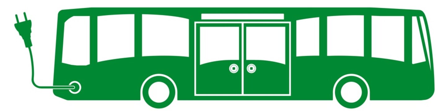 lgd11 LogoGraphicDesign - Elektrobus Symbol mit Ladestecker und Kabel - english: electric bus icon with charging plug and cable - Poster xxl g5680