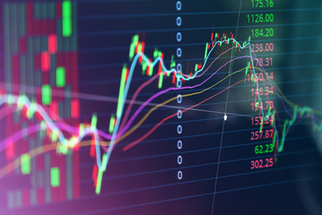 financial stock market graph chart of stock market investment trading screen