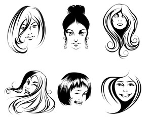 Six women's hairstyles