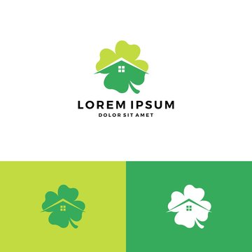 Clover House Home Leaf Four Logo Vector Download