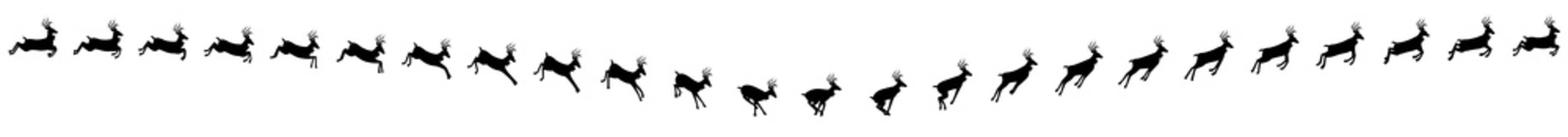 Deer Running and  jumping animation sprite sheets, Reindeer, Deer, Christmas, Silhouette © AryanRaj