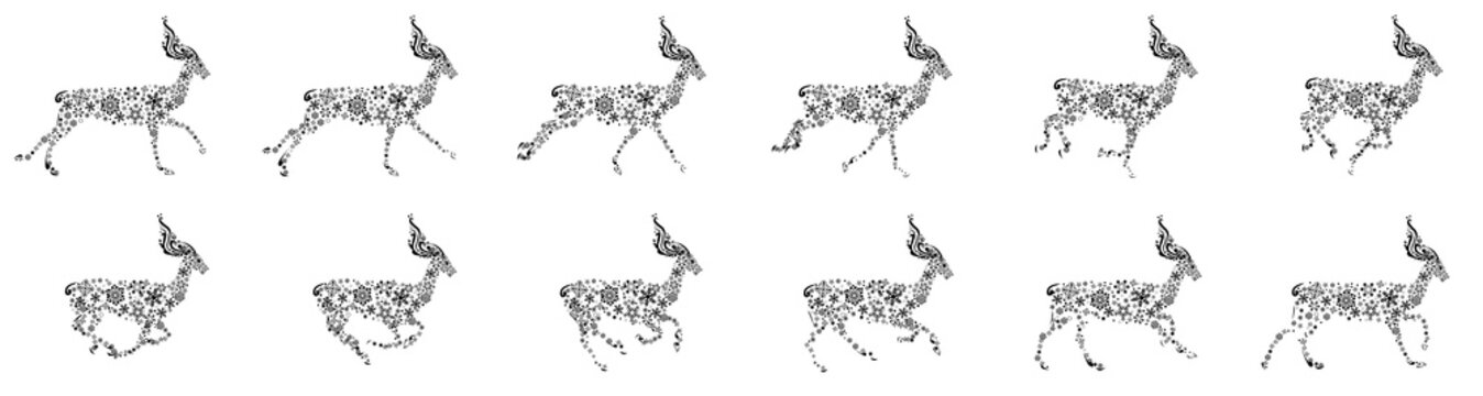 Deer Running and jumping animation sprite sheets, Reindeer, Deer,  Christmas, Silhouette Stock Vector | Adobe Stock