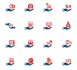 hand and money icon set