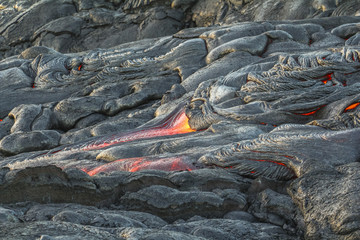 Hot lava flow from near on Hawaii Big island
