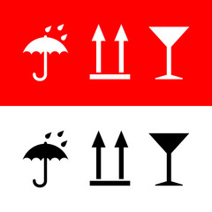 icons Umbrella , up arrow, glass of wine