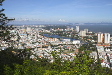 Fototapeta na wymiar VIETNAM, VUNG TAU, NOVEMBER 2017 - VungTau City, top view , panorama.