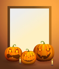 Photo Frame with Pumpkin Lanterns and Candles