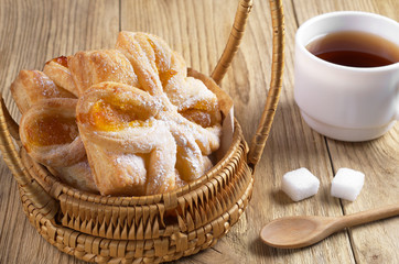 Buns with jam and tea