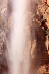Falling Water Weeping Rock Waterfall Red Rock Wall Zion Canyon National Park Utah