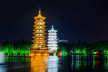Foto op Canvas Tweelingtorens in de stad Guilin in China © creativefamily