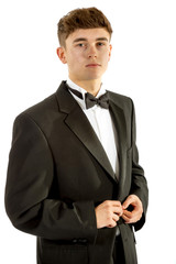 18 year old wearing a tuxedo