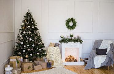 Cozy winter scene home interior