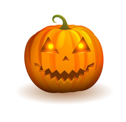 Pumpkin with Mischievous Face and Flame in Eyes