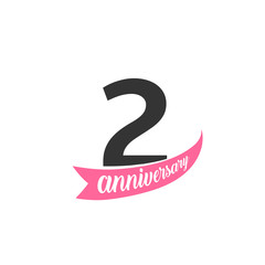 Second Anniversary vector logo. Number 2. Illustration for greeting card, invitation, poster, marriage, commemoration, certificate.