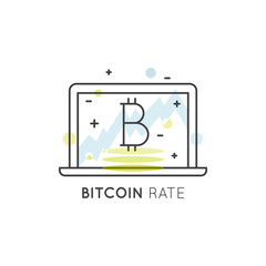 Vector Icon Style Illustration of Cryptocurrency as Alternative Digital Currency, Bitcoin Growth and Rates