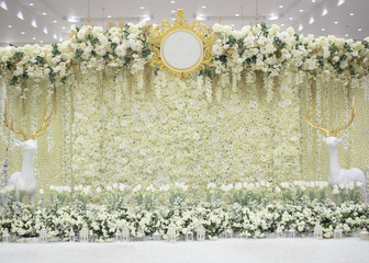 White wedding flower background and decoration