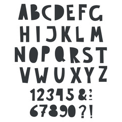 Vector one color fun alphabet with numbers for kid text