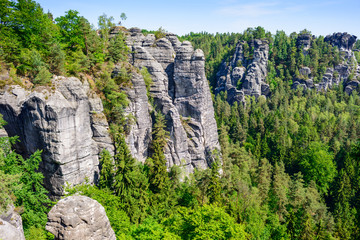 Fototapeta na wymiar Bastei rock formations, Saxon Switzerland National Park, Germany