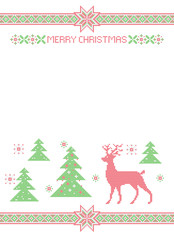 Christmas banner, cross stitch pattern imitation. Lettering Merry Christmas. Elements are organized by groups.