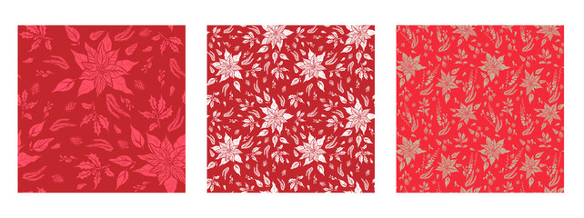 Red floral patterns set