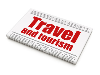 Vacation concept: newspaper headline Travel And Tourism on White background, 3D rendering