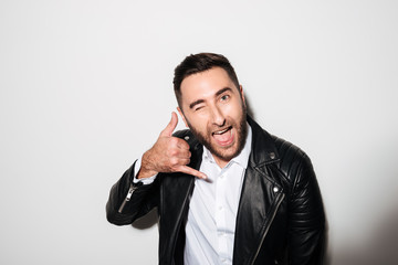 Close up portrait of a young cheerful guy