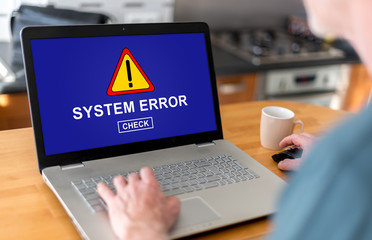 Fototapeta na wymiar System error concept on a laptop
