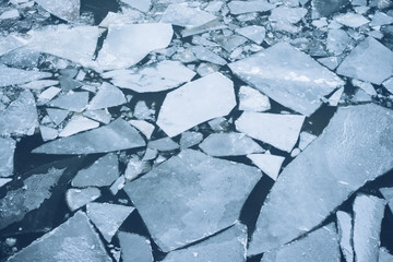 Cracked ice on river don