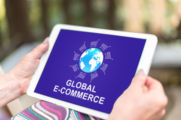 Global e-commerce concept on a tablet