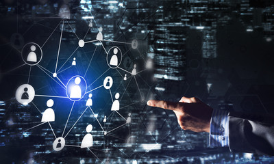 Creating modern wireless technologies as means of communucation and networking on dark background