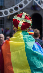 Person at Dublin Pride wearing a crown